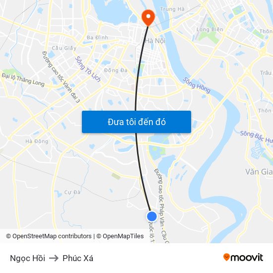 Ngọc Hồi to Phúc Xá map