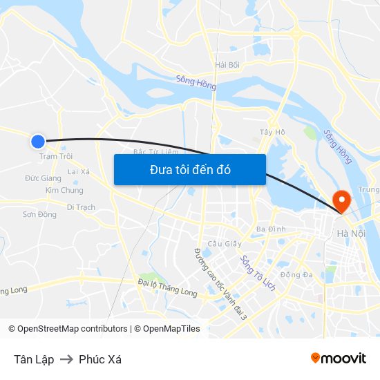 Tân Lập to Phúc Xá map