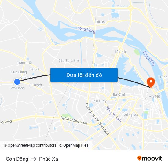 Sơn Đồng to Phúc Xá map
