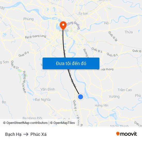 Bạch Hạ to Phúc Xá map