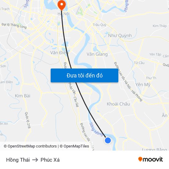 Hồng Thái to Phúc Xá map