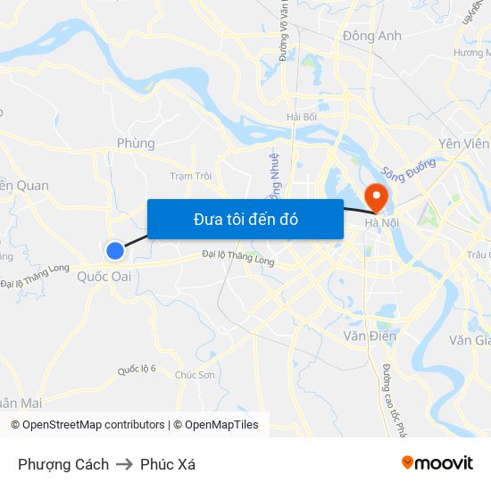 Phượng Cách to Phúc Xá map