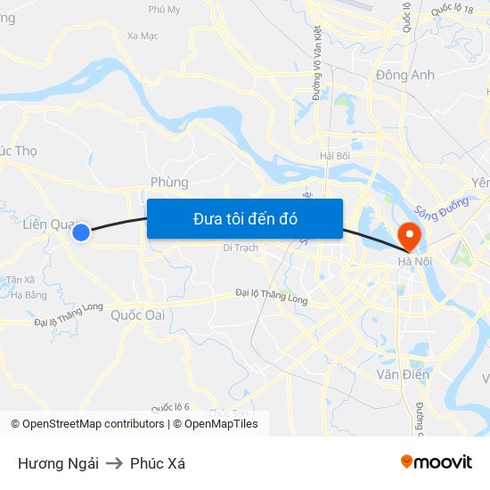 Hương Ngải to Phúc Xá map