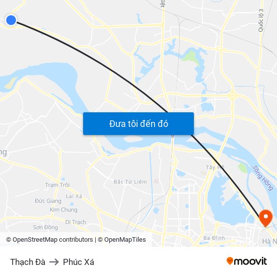 Thạch Đà to Phúc Xá map