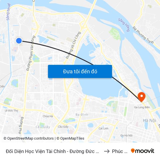 Đối Diện Học Viện Tài Chính - Đường Đức Thắng to Phúc Xá map