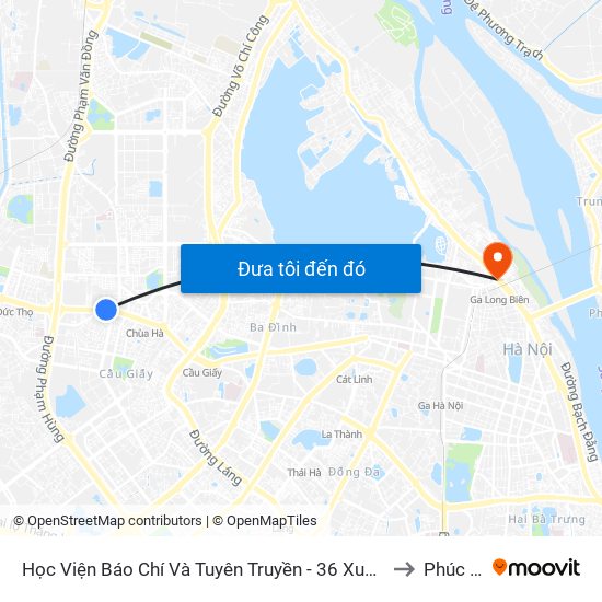 Học Viện Báo Chí Và Tuyên Truyền - 36 Xuân Thủy to Phúc Xá map