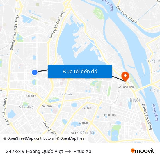 247-249 Hoàng Quốc Việt to Phúc Xá map