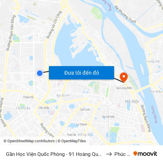 Gần Học Viện Quốc Phòng - 91 Hoàng Quốc Việt to Phúc Xá map