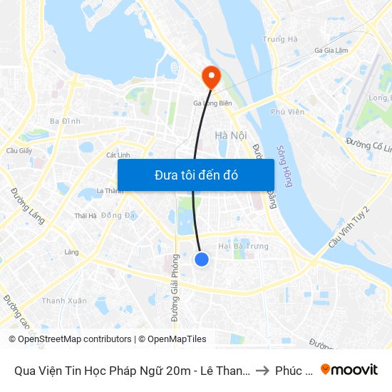 Qua Viện Tin Học Pháp Ngữ 20m - Lê Thanh Nghị to Phúc Xá map