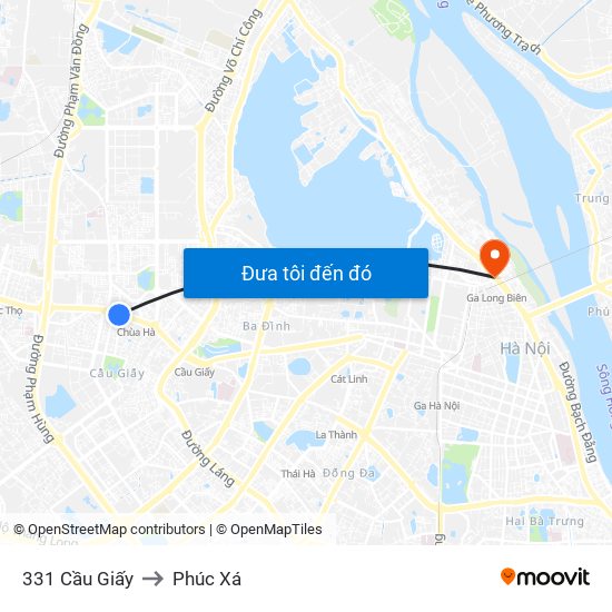 331 Cầu Giấy to Phúc Xá map