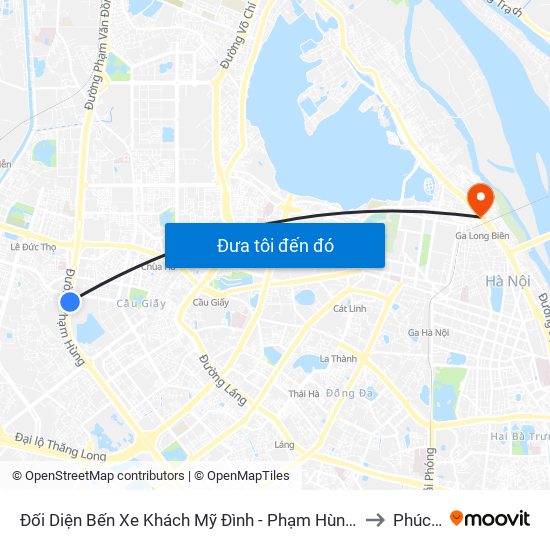 Đối Diện Bến Xe Khách Mỹ Đình - Phạm Hùng (Cột Trước) to Phúc Xá map