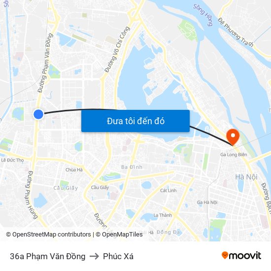 36a Phạm Văn Đồng to Phúc Xá map