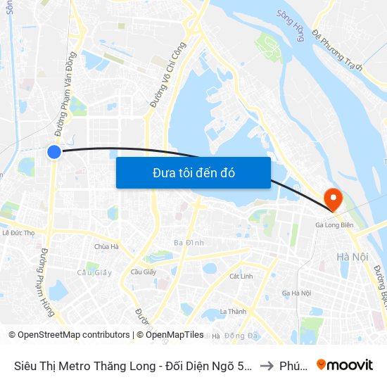 Siêu Thị Metro Thăng Long - Đối Diện Ngõ 599 Phạm Văn Đồng to Phúc Xá map