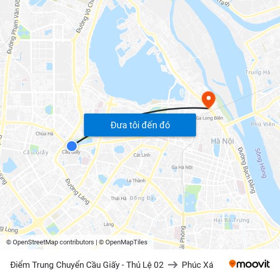 Điểm Trung Chuyển Cầu Giấy - Thủ Lệ 02 to Phúc Xá map