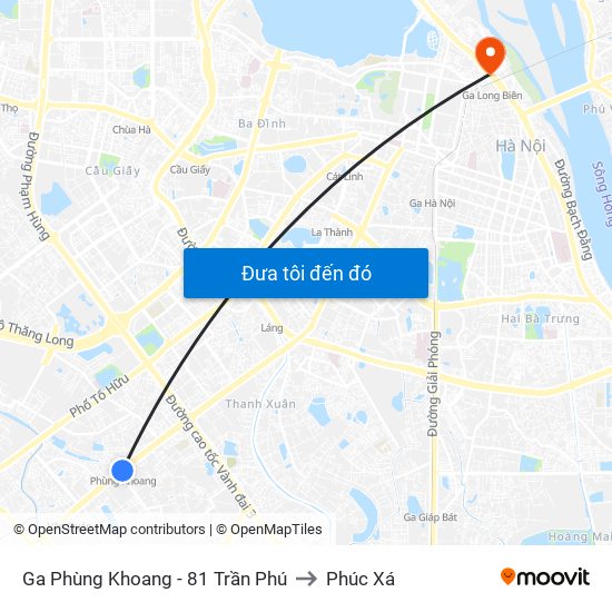 Ga Phùng Khoang - 81 Trần Phú to Phúc Xá map