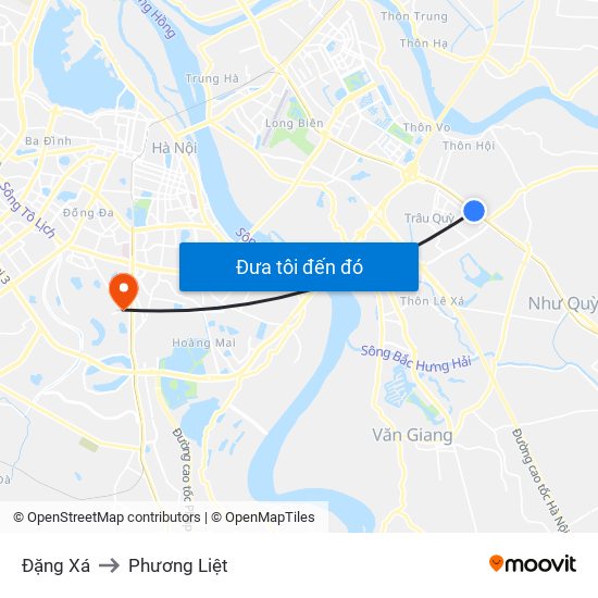 Đặng Xá to Phương Liệt map