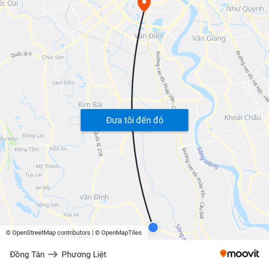 Đồng Tân to Phương Liệt map