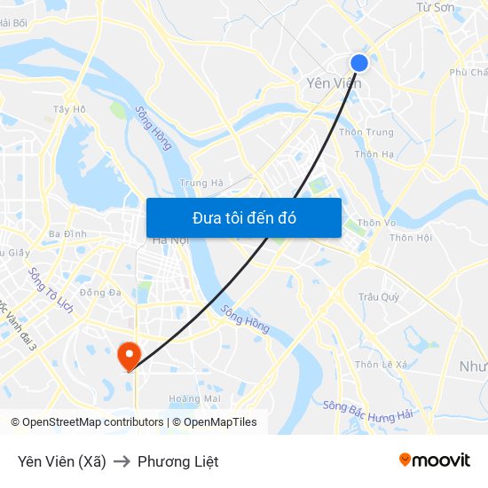 Yên Viên (Xã) to Phương Liệt map