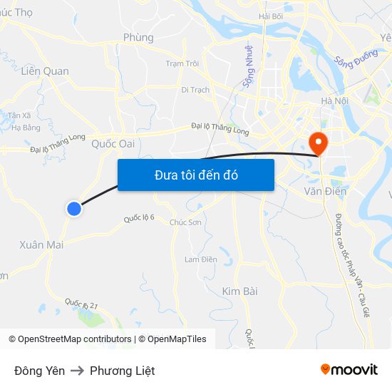 Đông Yên to Phương Liệt map