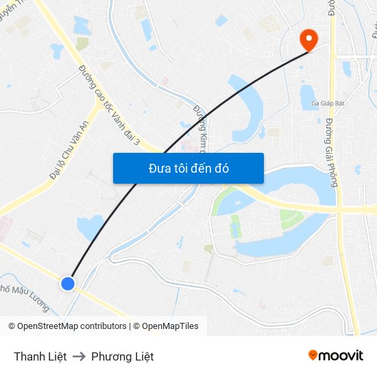 Thanh Liệt to Phương Liệt map