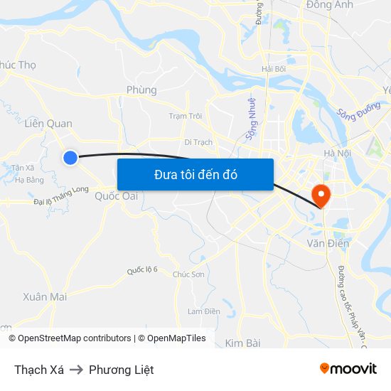 Thạch Xá to Phương Liệt map