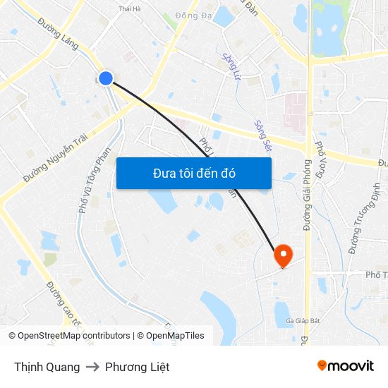 Thịnh Quang to Phương Liệt map