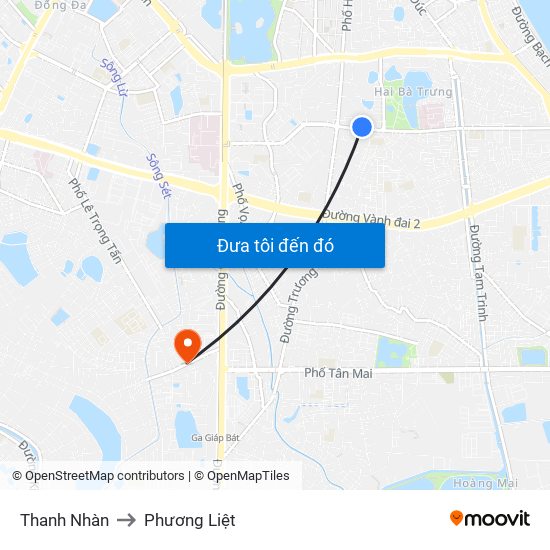 Thanh Nhàn to Phương Liệt map