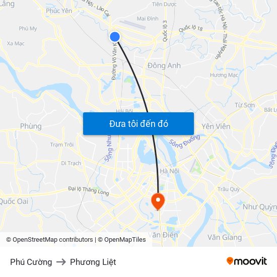 Phú Cường to Phương Liệt map