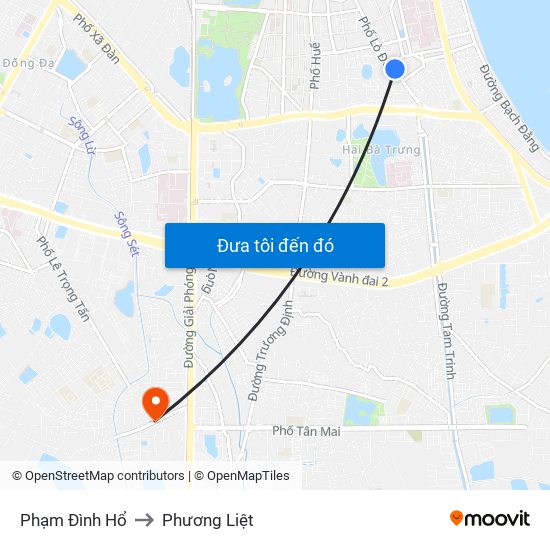 Phạm Đình Hổ to Phương Liệt map