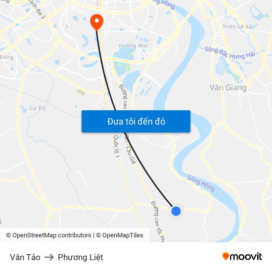 Vân Tảo to Phương Liệt map