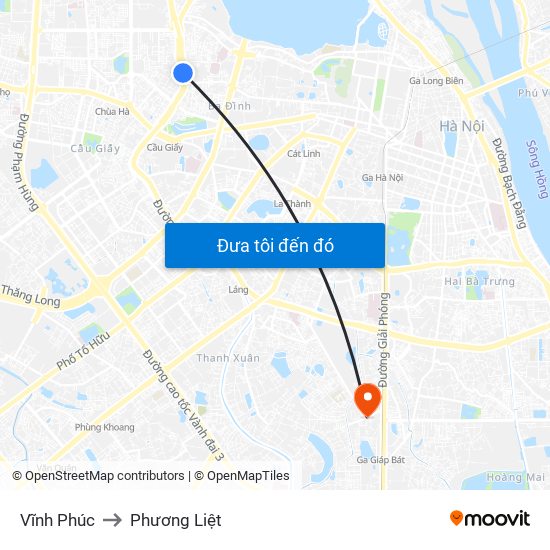Vĩnh Phúc to Phương Liệt map