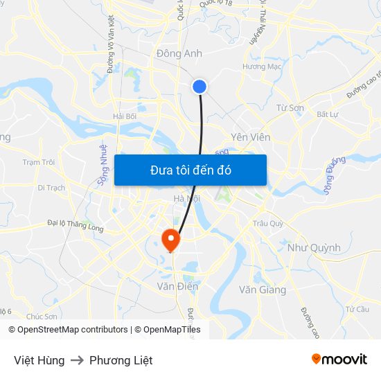 Việt Hùng to Phương Liệt map