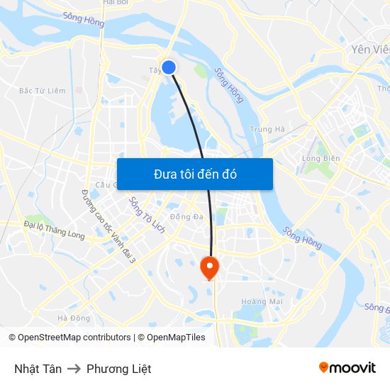 Nhật Tân to Phương Liệt map