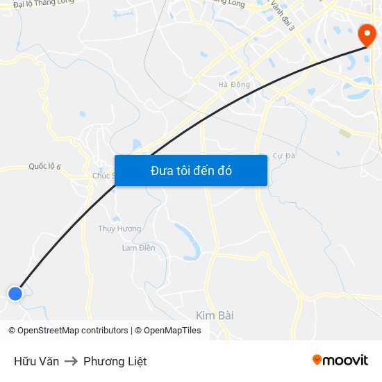 Hữu Văn to Phương Liệt map