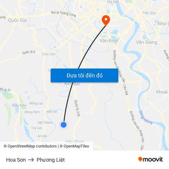 Hoa Sơn to Phương Liệt map