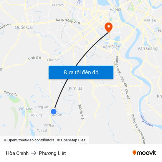 Hòa Chính to Phương Liệt map