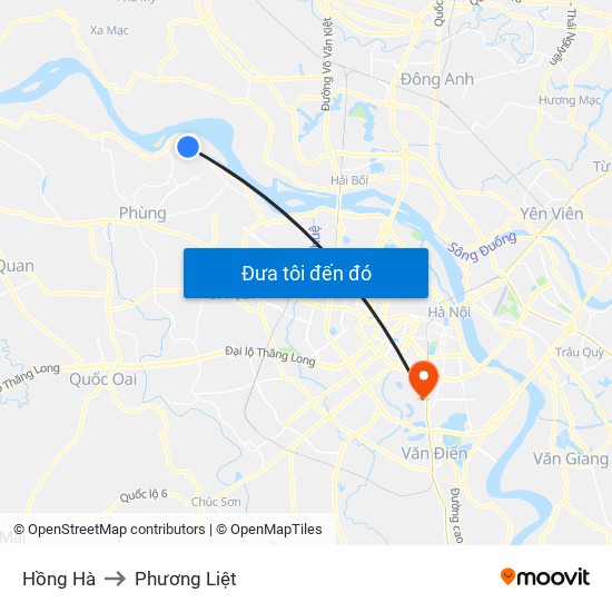 Hồng Hà to Phương Liệt map