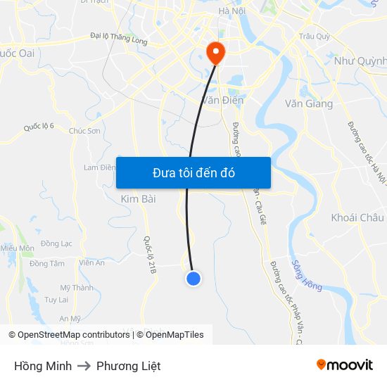 Hồng Minh to Phương Liệt map