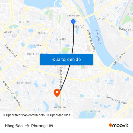 Hàng Đào to Phương Liệt map