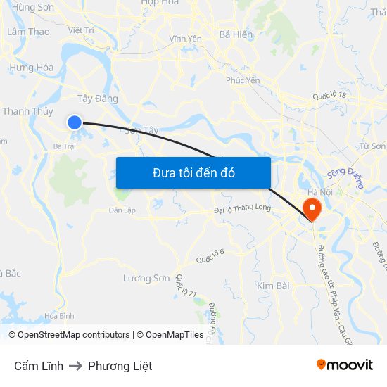 Cẩm Lĩnh to Phương Liệt map