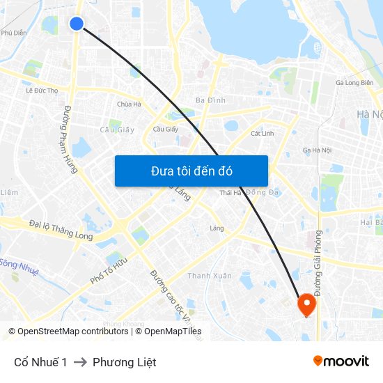 Cổ Nhuế 1 to Phương Liệt map