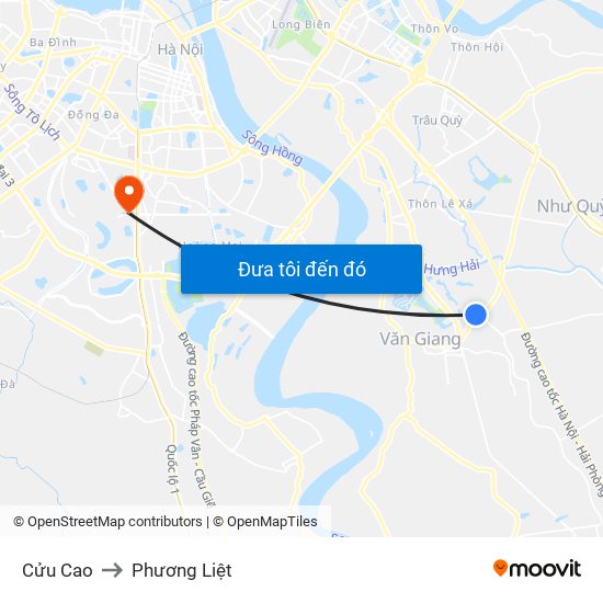 Cửu Cao to Phương Liệt map