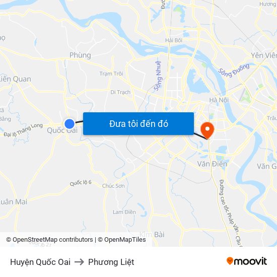Huyện Quốc Oai to Phương Liệt map