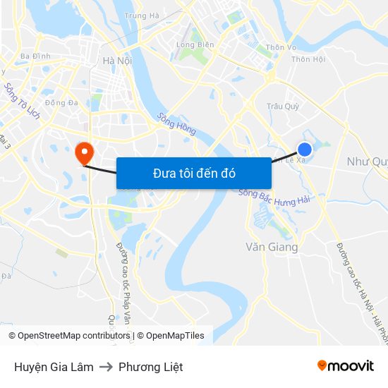 Huyện Gia Lâm to Phương Liệt map