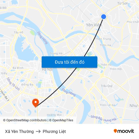 Xã Yên Thường to Phương Liệt map