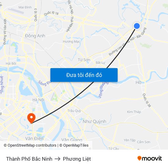 Thành Phố Bắc Ninh to Phương Liệt map