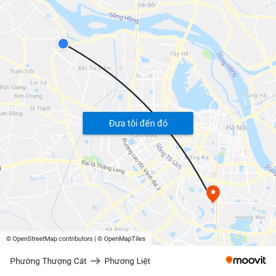 Phường Thượng Cát to Phương Liệt map