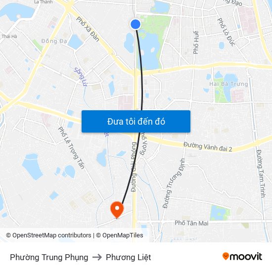 Phường Trung Phụng to Phương Liệt map