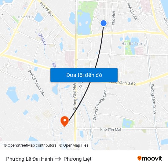 Phường Lê Đại Hành to Phương Liệt map