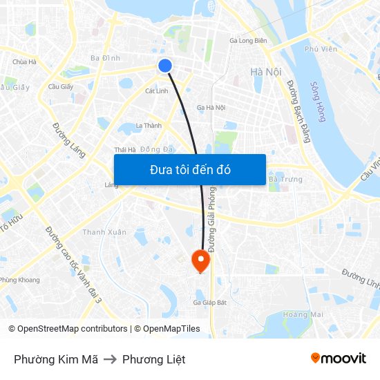 Phường Kim Mã to Phương Liệt map